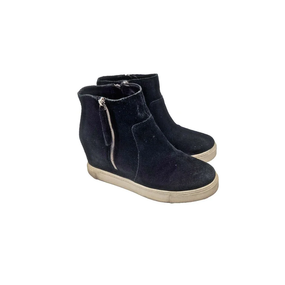 Steve Madden Saidi Black Suede Ankle Boots Size 8 Bootie Comfort Shoes